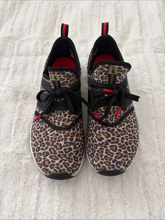 New Balance Shoes - New Balance Leopard Print Slip-On Runner - Black/White/Brown with Red Accents